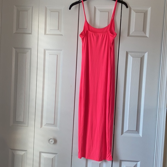 Hot Pink Spaghetti strap fitted MIDI Summer dress - Picture 2 of 3